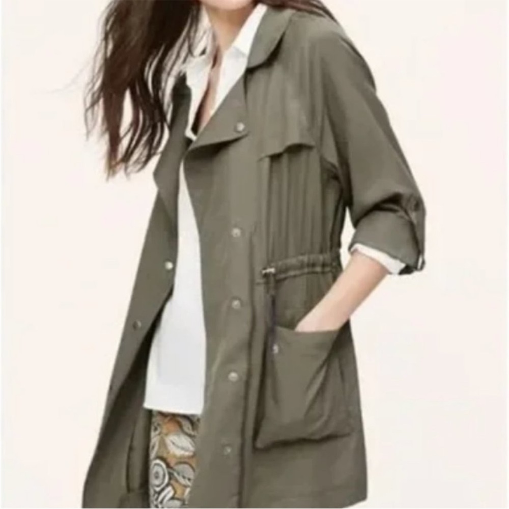 LOFT olive green taupe utility lightweight jacket small - Picture 2 of 7